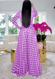 Plaid Long Sleeve Top and Wide Pants