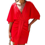 Women's Clothing 2025 Summer New Pure Color Temperament Elegant Irregular Dress Dress