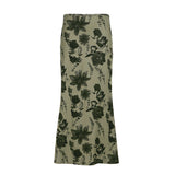 Toloer Style Retro Sen Flower Print Sexy Low Waist Skirt Female Milk Silk Straight Skirt Skirt-Outfit