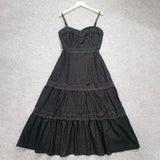 White Cut Out Dress For Women Square Collar Sleeveless High Waist Solid Minimalist Midi Dresses Female Summer