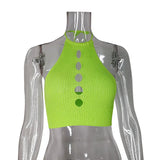 Ice Silk Knitted Hollow Hanging Neck With Small Sling Sexy Hot Girl Wearing A Hundred