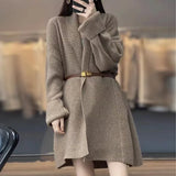 Long-Sleeved Sweater Coat Women Thicken Medium Long Chryse-Infrepeed Loose Lazy Knitted