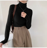 2022 New Autumn Winter Knitting Slim Turtleneck Sweater Solid Bottoming Long Sleeve Minimalist Women Pullover Jumper2022 New Autumn Winter Knitting Slim Turtleneck Sweater Solid Bottoming Long Sleeve Minimalist Women Pullover