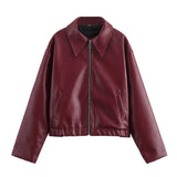 Autumn And Winter Retro New Retro Collar Zipper Locomotive Leather Jacket Jacket