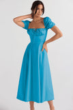 Summer High Waist Dress Women's Slimming Elegant Bubble Sleeves With Short Sleeve