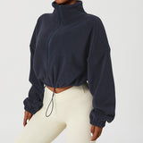 Coat Olympic Grain Velvet Autumn And Winter Collar Loose Pumping Rope Zipper Sweater Fashion Hot Girl Dress