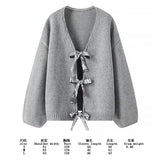 2025 New Women's Fashion Casual Bow Tie With Small Fragrant Knitted Cardigan