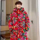 Long Cotton-Padded Coat Coat Northeast Dahua Chinese Style Hanfu Men And Women Loose Warm Cold Hooded Cotton-Padded Jacket Lovers-Outfit