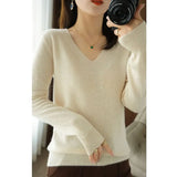 Winter Knitted Pullovers Cashmere Sweater Women V-neck 2022 Soft Knitwear Jumpers Basic Sweaters New Bottoming Tops