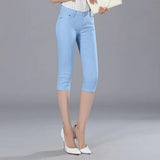 Denim Jeans Shorts omen's Capris Skinny Jeans Pants Female Knee Length Stretch Slim Capri Jeans Women Candy Color