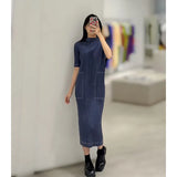 Folded Purple Snowflake Print Skirt Gentle Cream Purple Bump Color Daily Slim High Waist Open Straight