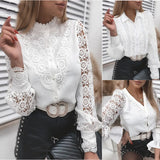 2025Wish Exploding Shirt New Solid Color Lace V T-Shirt Women's