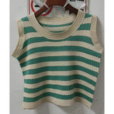 Summer Women Hollow Out Camis Korean Fashion Striped Knitted Tanks Casual Female All Match Sleeveless Tops New-Outfit