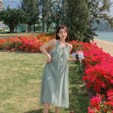 Neck Tie Dress Female Summer New Elegant Over The Knee Long Sleeveless Vest Sling Skirt Advanced Feeling-Outfit