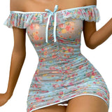 Style Sex Appeal Underwear Sexy Female Net Gauze Broken Flower Condole Belt Skirt Sleeping Skirt Pajamas Sex Appeal Suit-Outfit