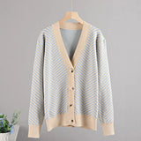 Single Breasted V Neck Women Button Black Christmas Tree Cardigan Sweater Knitted Loose Oversized Jumper Top Jacket