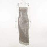 Hanging Beads Fine Flash Dress Dress Woman 2025 New Hot Girl Sexy