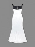 Black Bralette Satin Sleeveless Maxi Dress-Outfit