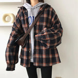 Oversized Shirt Long Sleeve Collared Boyfriend Plaid Blouse Fall Winter Women's Blouses & Shirts