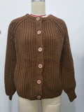 2025 New Women's Solid-Color Casual Fashion Coarse Knit Long-Sleeved Sweater Cardigan