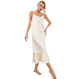 Toloer Women's Pajamas Summer High Sense Ice Silk Sexy Halter Nightdress Female Spring-Outfit