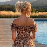 Off-shoulder Floral Printed Ruffles Mini Dress-Outfit