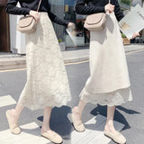 Lace Knitted Half-Body Skirt On Both Sides Of Autumn And Winter, Medium-Long, High-Waisted, Lean-Hip Skirt, One-Step Skirt.-Outfit