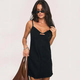 Women's Summer New Sexy Sling Can Be Adjusted Low-Thoraced A-Word High-End Denim Dress