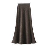 Tail Half Dress Women 2025 Autumn New Design Sense Metal Buckle High-Waist Temperament Medium Long A Skirt