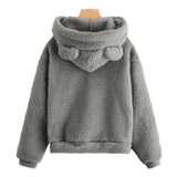 Winter New Plush Rabbit Ear Hooded Double-sided Velvet Warm Cute Sweater Casual Home Loose Pullover Fashion Tops-Outfit