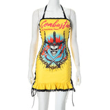 Women's New 3D Three-Dimensional Pattern Printing With Lace Lace Hanging Neck