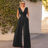 Fashionable Summer New Slim Jumpsuit High Waist Slimming Straight Broad Leg Pants
