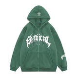 Letter Star Print Contrast Color Oversized Hoodie-Outfit