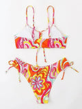 Wave Floral Print Bikini Set-Outfit