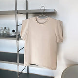 Puff Short Sleeve Designer Shoulder Pad T-Shirt Blue Black Summer Women T Shirt