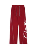 school baggy sweatpants with seams and logo