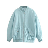 Simple Basic Zip Up Bomber Jacket-Outfit