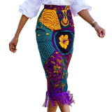 High-Waisted Print Splicing Lyso-Bag Hips Skirt Large-Size Women's Party Skirt