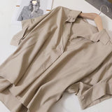 Hong Kong-Style Short-Sleeved Shirt Women's Summer New Ocean With White Shirt Loose Bat Sleeve Collar