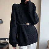 Autumn Winter Thick Turtleneck Sweater Za Women Knitted Oversized Pullover Blouse Long Sleeve Casual Jumper Soft Warm Femme