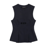 Women's New Round-Neck Body Decoration Niche Design Feel Sleeveless T