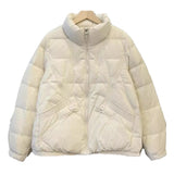 Autumn And Winter New Light Down Jacket Female Short Fashion Foreign Style Loose Stand Collar White Duck Velvet Warm Coat Tide-Outfit