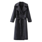 Spring New Loose Double Buckle With Belt Denim Wind Coat Coat