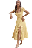 New Summer Fashion Bubble Sleeves With Open Fork Dress Dress Woman