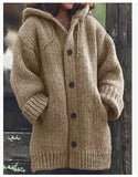 Pure Color Loose Autumn And Winter Warm Sweater Jacket Long-Sleeved Knitted Long Hoodie Number Women's