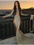 Simple Design Sliced Knitted Fishtail Dress 2025 New