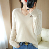 Toloer Out Makes Bottom Unlined Upper Garment Female Autumn Dong New Style Sweater Inside Jacket Long Sleeve Sets Foreign Style Slim V Gets Sweater Female-Outfit