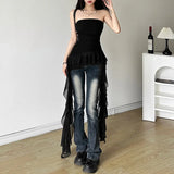 2024 Summer New Women's Clothing Solid Color Repair Street Fashion Word-Collar Sleeveless Wrinkle