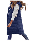 Casual Solid-Colored Hooded Sleeveless Sleeveless Vest Coat