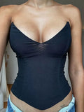 Sexy Bandeau Top with V Neck and Open